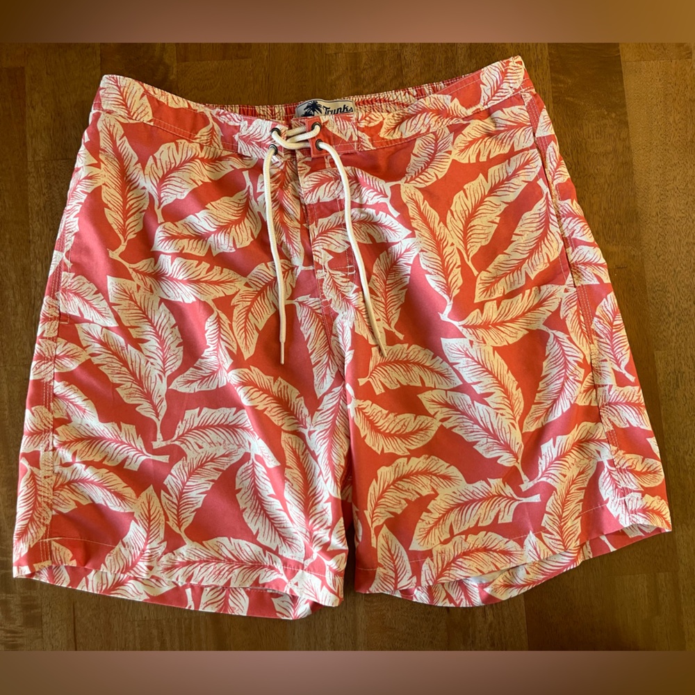 Tropical Leaf Print Men’s Swim Shorts
